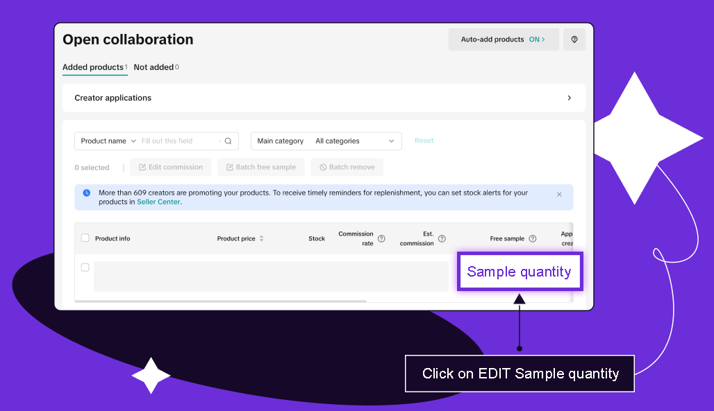 Enable FREE SAMPLE option for creators in Open Collaboration