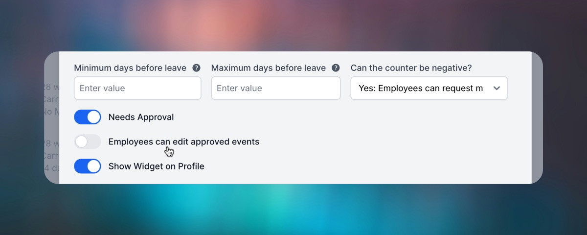 Set who can edit approved future leave in Cast Time Off