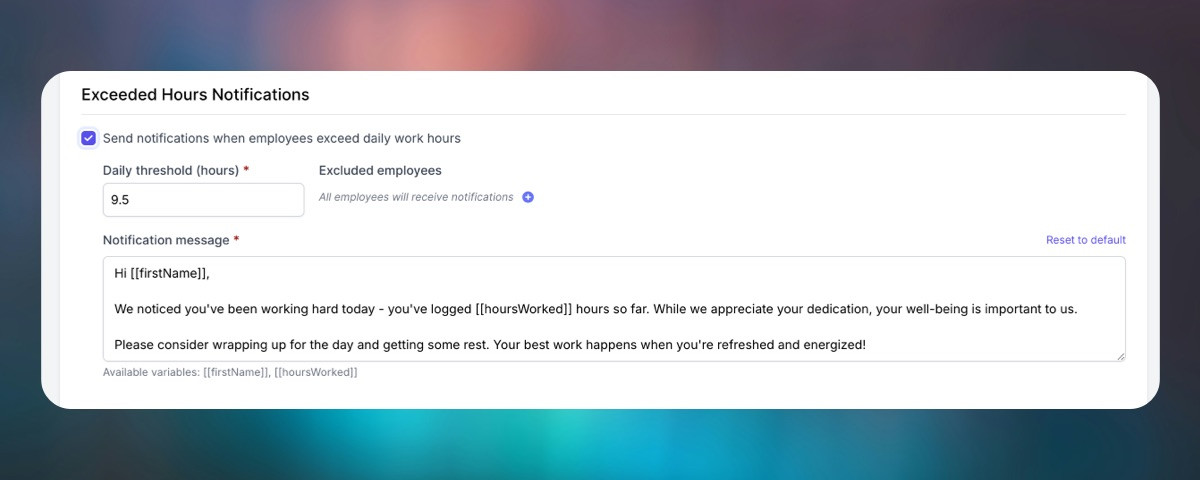 Time Tracking Overwork Alerts