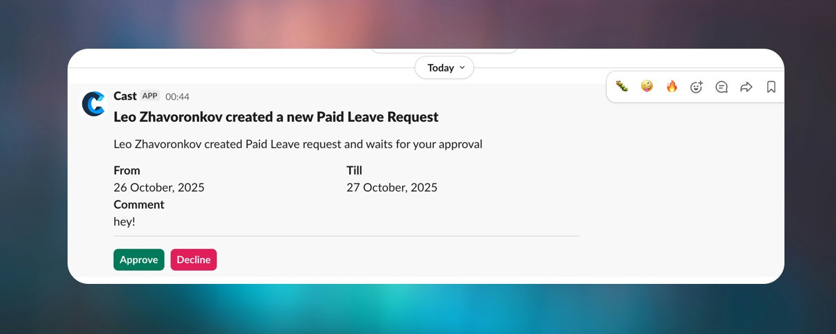 Time-off approvals, now in Slack ✅
